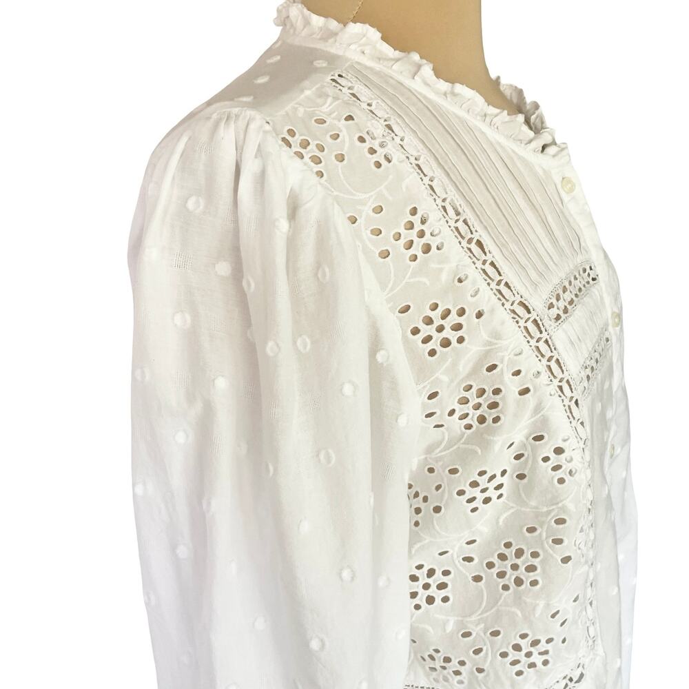 Vineyard Vines White Cotton Eyelet Button Up Top Cottagecore Boho Peasant Sz XL - Picture 9 of 12